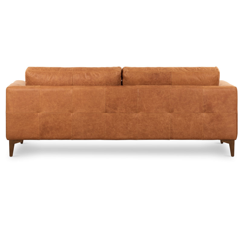 Calle 90'' Full Grain Genuine Italian Leather Sofa in Cognac Tan