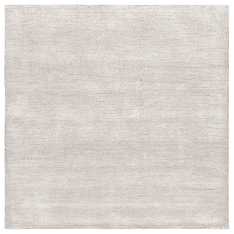 Masanao Hand Tufted Wool/Viscose/Cotton Solid Color Rug in Grey/Ivory, Square 6'