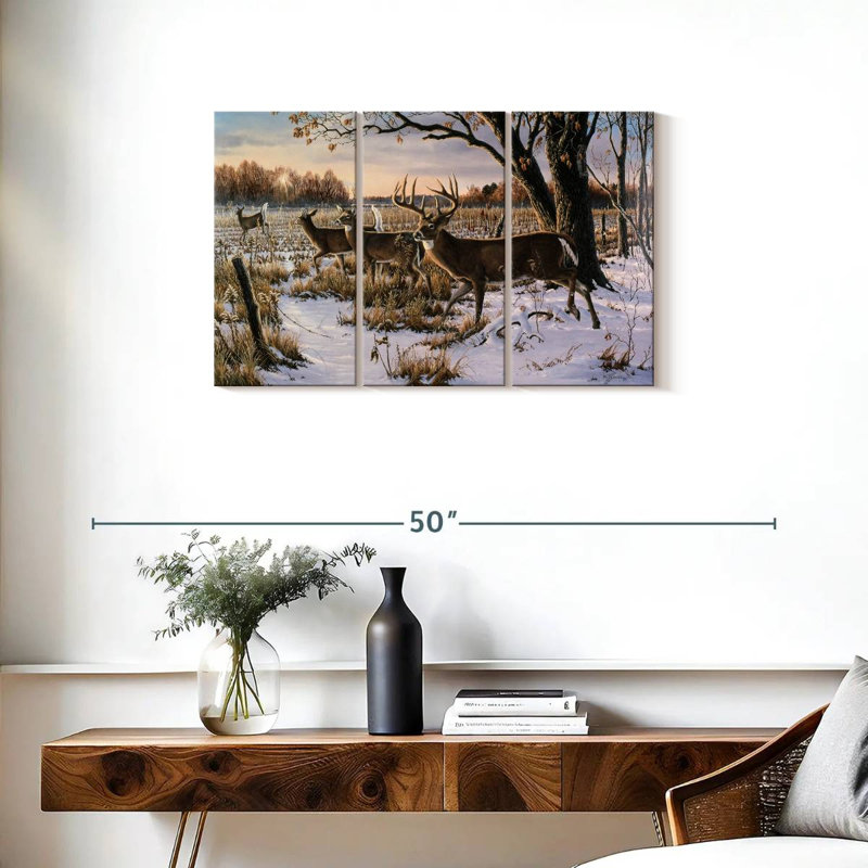 Brampt Cautious Crossing - Whitetails, 20" H x 33" W