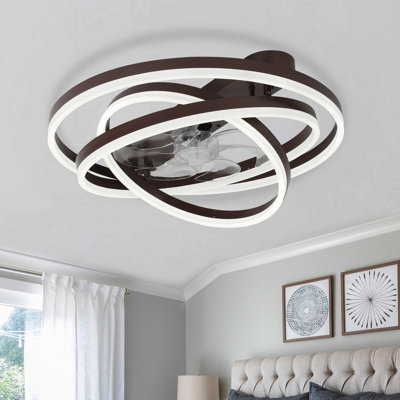 Hagensee 24" DIY Shade Reversible LED Ceiling Fan with Dimmable Light and APP Remote Control