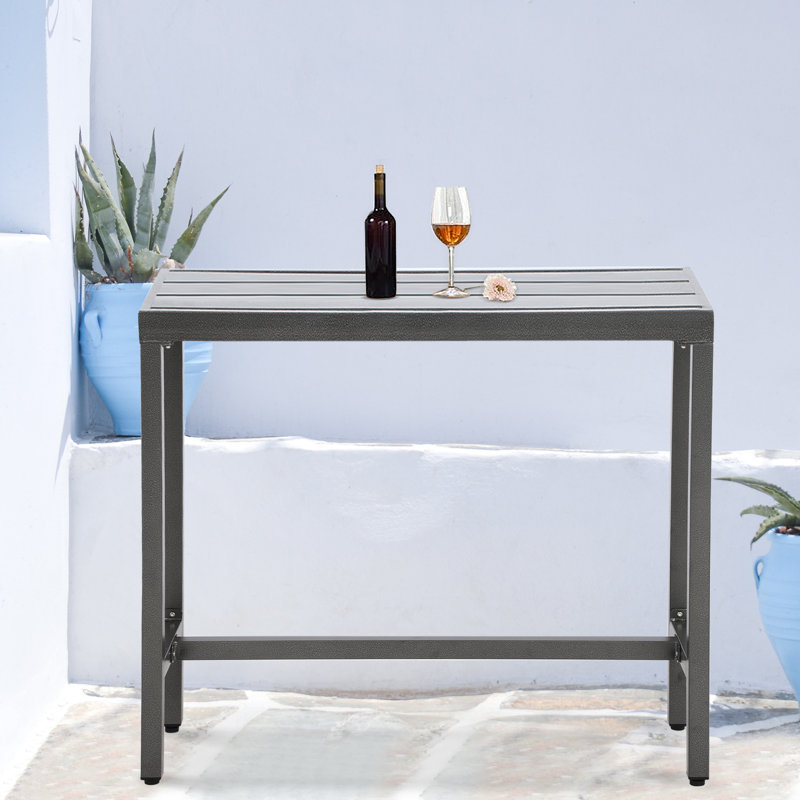 Counter Height 36.97'' Iron Bar Table, 15.6" W x 46.8" L, Grey
