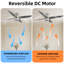 Ventilateur de plafond encastré 52 po avec moteur CC réversible, lumière DEL 3 couleurs et télécommande, 4 pales en bois-1540099544-1540099535