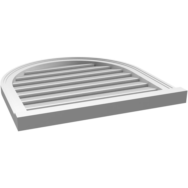 Round Top Surface Mount Signature Urethane Functional Gable Vent, Primed Tan, 26" H x 26" W x 2" D
