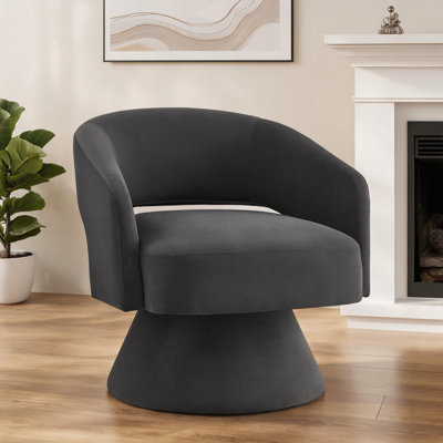 Fauteuil d'appoint pivotant à 360 degrés, fauteuil simple rembourré en velours gris froid pour le salon et la chambre à coucher