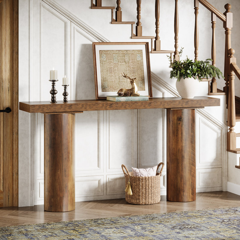 63" Console Table With Cylindrical Legs