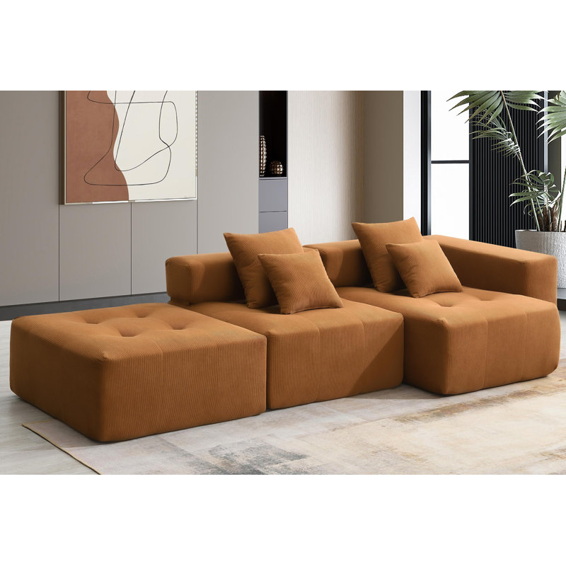 Canapé modulaire Boneless, Velours côtelé brun