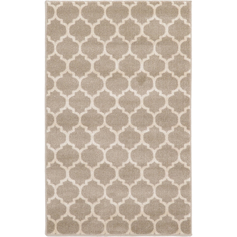 Tapis brun clair / beige tissé à la machine Molly, Rectangle 3 pi 1 po x 5 pi 3 po