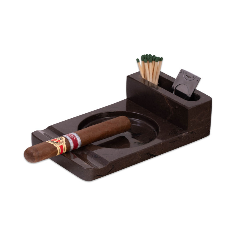 Bey-Berk Marble Ashtray, Brown