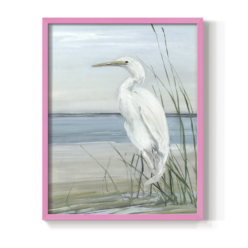 Summertime Heron II, reproduction encadrée - bois massif, H 11 po x l 9 po, Rose