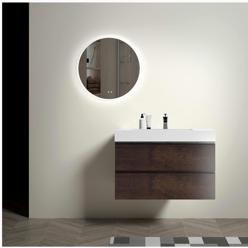 Meuble-lavabo de salle de bain avec lavabo, grand meuble-lavabo flottant mural, salle de bain moderne, base de lavabo intégrée sans drainage et robinet, pré-assemblé