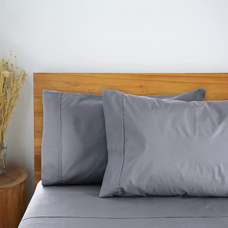 LuxClub 2 PC Silver Queen Performance Microfiber Solid Pillowcase Set, Queen Pillowcase, Silver