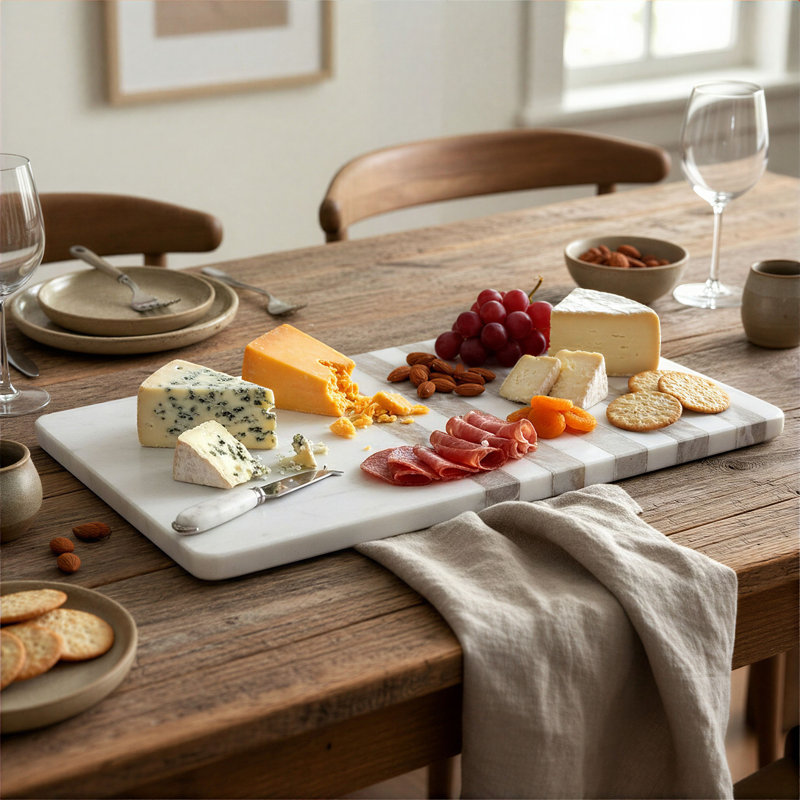 Marble Cheese Serving Board With Stripes