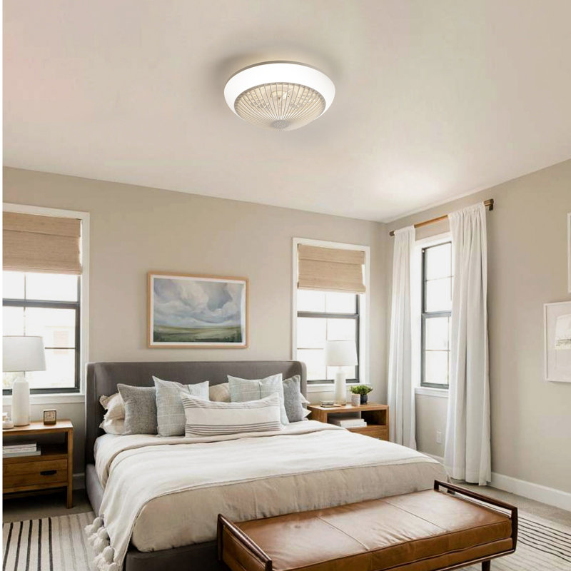 Ventilateur de plafond fermé à DEL 15 pouces à intensité variable avec télécommande à 6 vitesses sans pales pour chambre à coucher