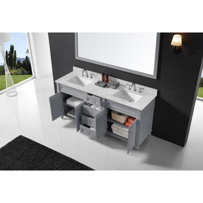Alfino 72 Inch Bath Vanity in Quartz Top 3 Faucet Hole with Basins