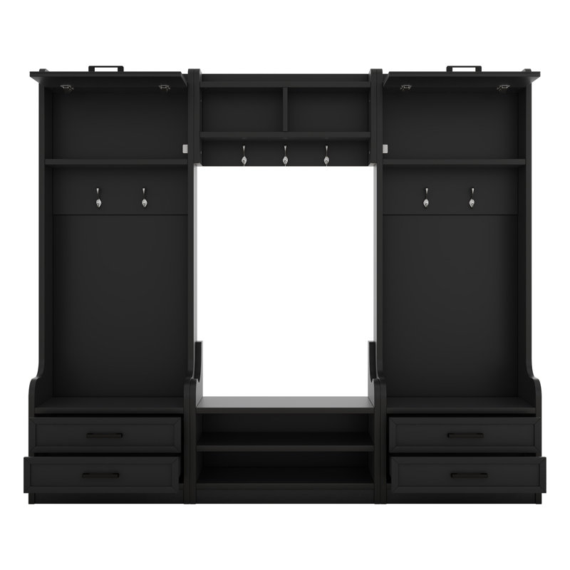 Villeroy 4-in-1 Detachable Hall Tree with Storage, 7 Hooks, Black