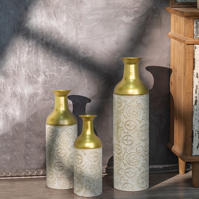 Ensemble de 3 grands vases de plancher cylindriques pour fleurs artificielles, 24 à 32,3 pouces
