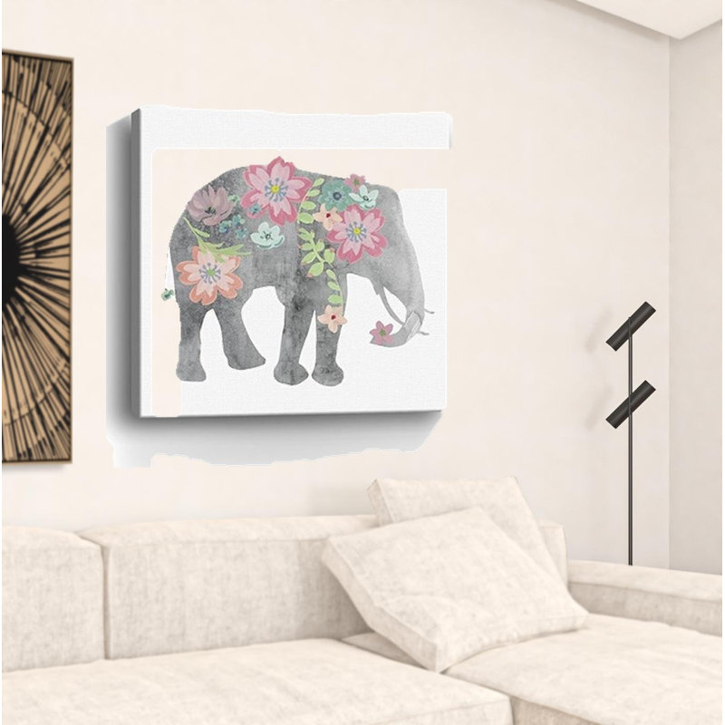 ZeaZu Floral Elephant Unframed Print Wall Art | Wayfair