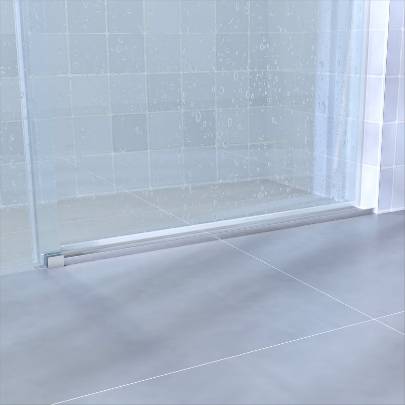 Porte de douche coulissante simple, porte de salle de bain sans cadre pour douche à l'italienne, Nickel brossé
