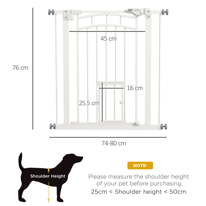 Pressure Safety Gate Dog Gate with Small Cat, 74-80 cm