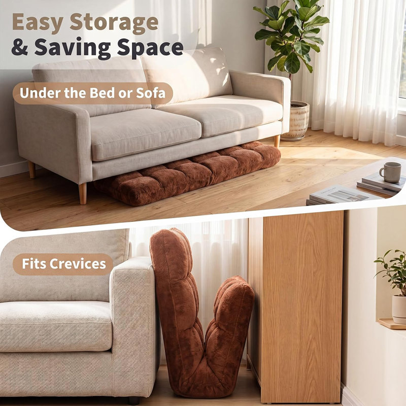 Chaise de plancher avec support pour le dos, chaises de jeu vidéo confortables, Brown