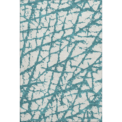 Premium Machine Washable Prisco Teal Rug