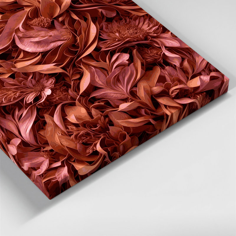 "Abstract Florals 80", art mural sur toile brune, H 12 po x l 12 po