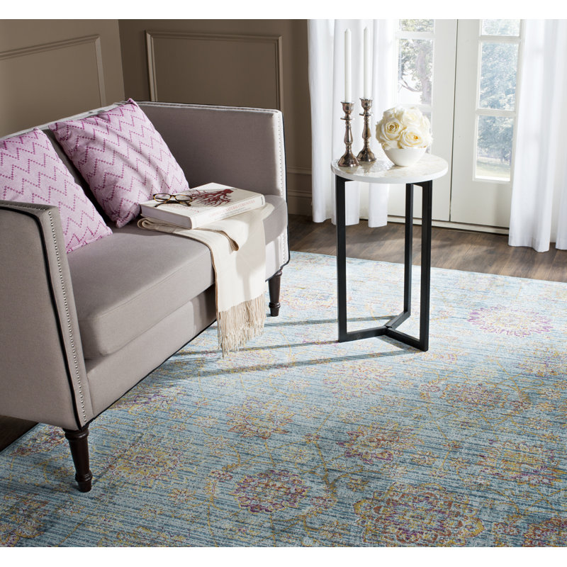 Beausejour Viscose Oriental Rug in Blue/Multi, Rectangle 5'3" x 7'6"