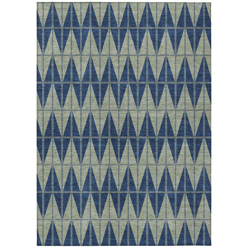 Machine Washable Indoor/Outdoor Kugler ACN2415 Geometric Rug, Rectangle 9' x 12'