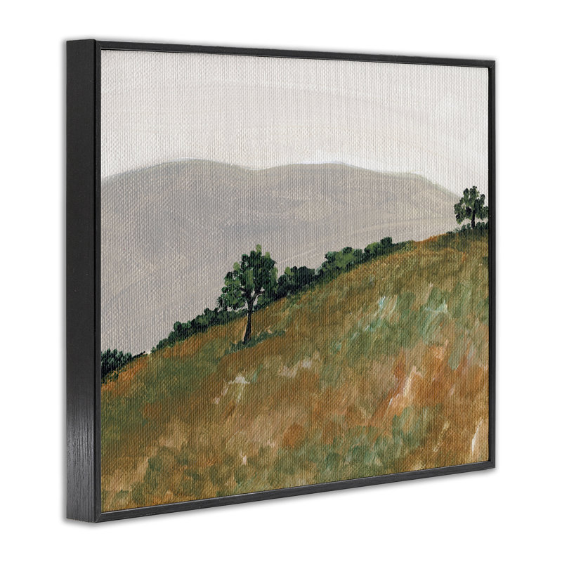 Giclée sur toile de paysage montagnard Hill, conception de Nikita Jariwala, H 11 po x l 14 po, Giclée encadrée noir minuit