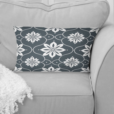 Gray Mosiac Tiles II - Traditional Lumbar Pillow
