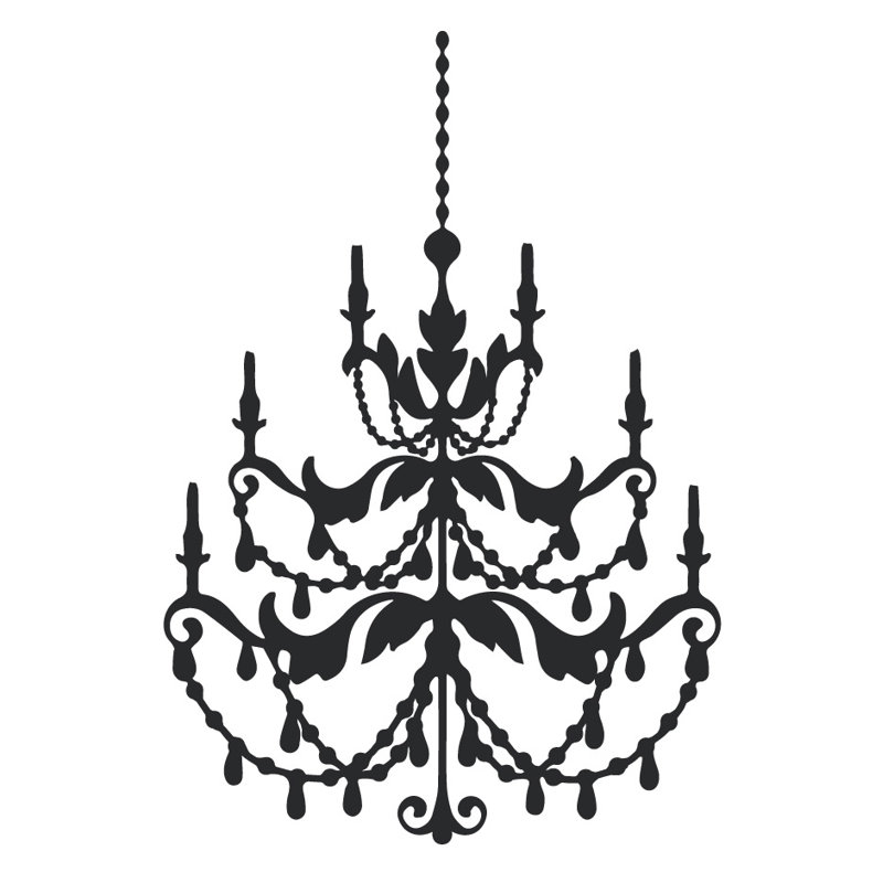 Décalcomanie murale lustre française, Noir, H 24 po x l 16 po x P 0,01 po