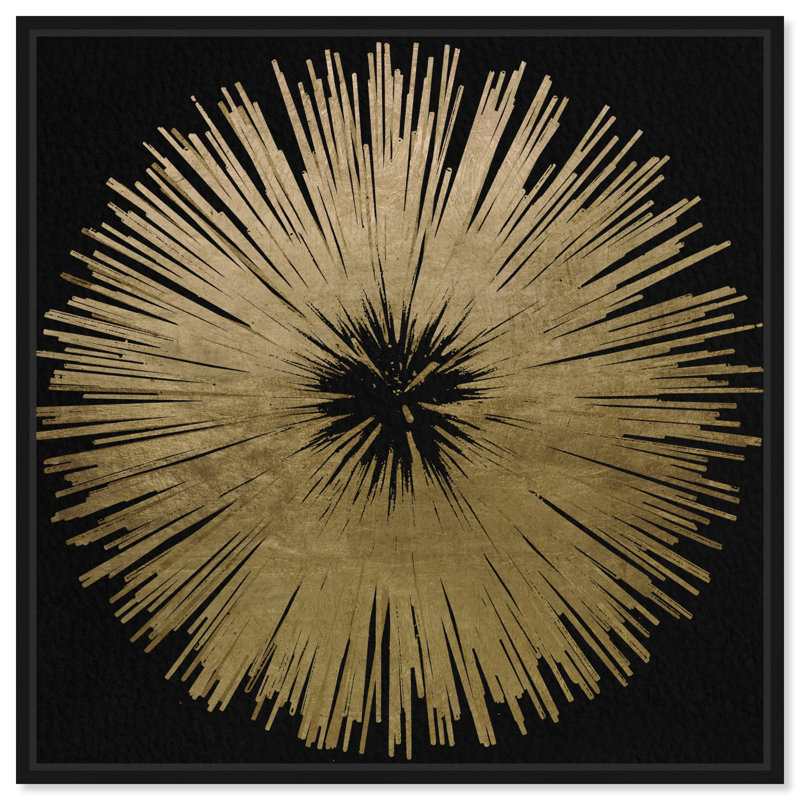«Abstract Sunburst Golden Night», impression, Toile encadrée, H 24 po x l 24 po, Noir