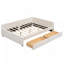 Lit plateforme double tapissier avec USB et 2 tiroirs, beige