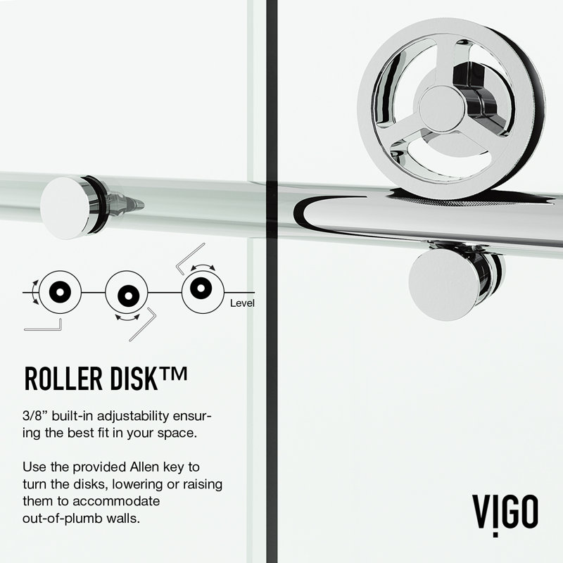 Cass 56-60" W x 76" H Sliding Frameless Shower Door with 3/8" Clear Glass, Chrome