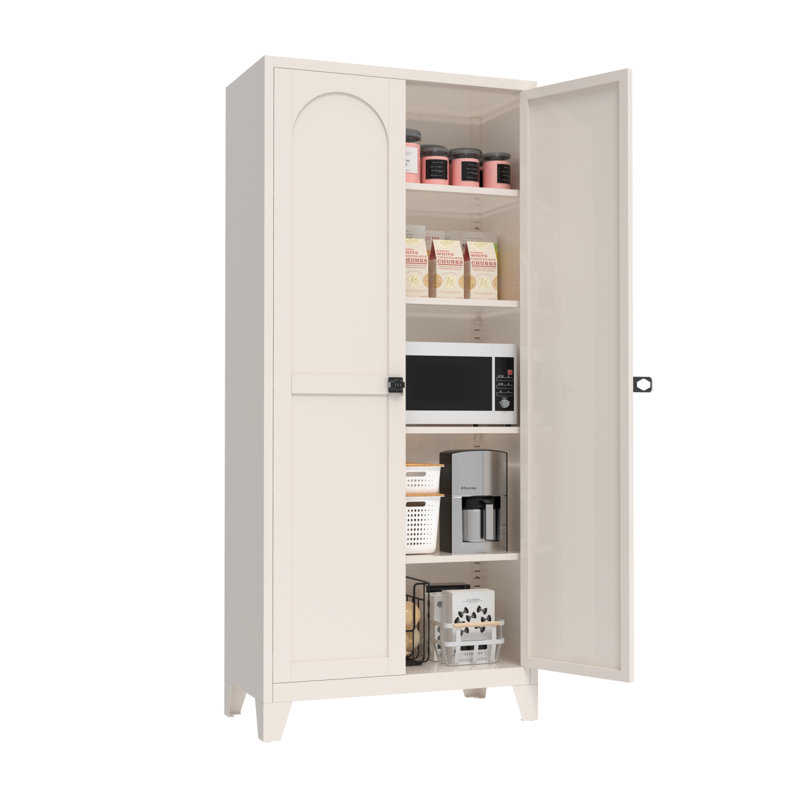 71-Inch Metal Storage Cabinet With 2 Doors And Adjustable Shelves For Living Room