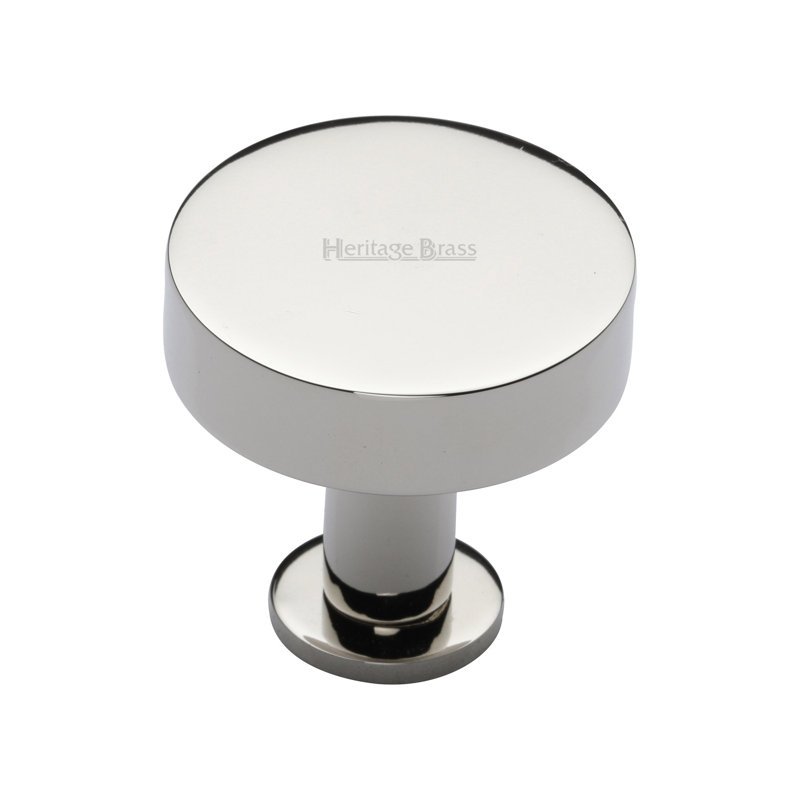 Heritage Brass Heritage Cabinet Knob Disc Design with Base, 3.2cm H x 3.2cm W x 3.2cm D, Polished Nickel