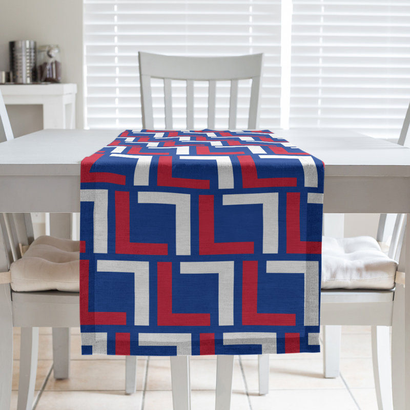 Chemin de table Carolina, 72 po x 16 po, Coton, Bleu / Rouge / Blanc