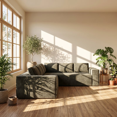 Everly 129.5" W x 89.5" D x 31.5" H Chenille 6-Seat Modular Sectional Sofa