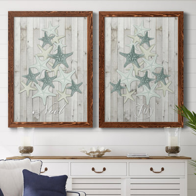 Coastal Christmas III - ensemble de 2 peintures encadrées
