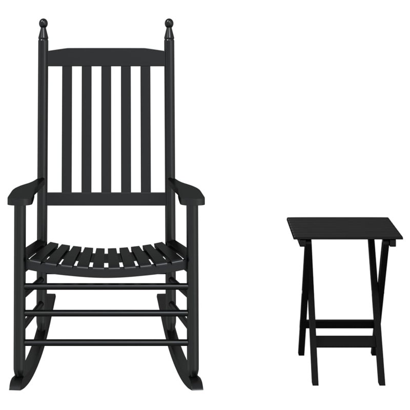 Porras Solid Wood Rocking Chair, black