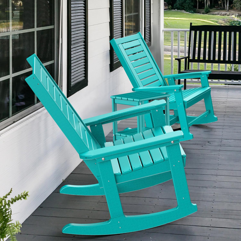 Outdoor Rocking Chairs  Set of 2, Aqua