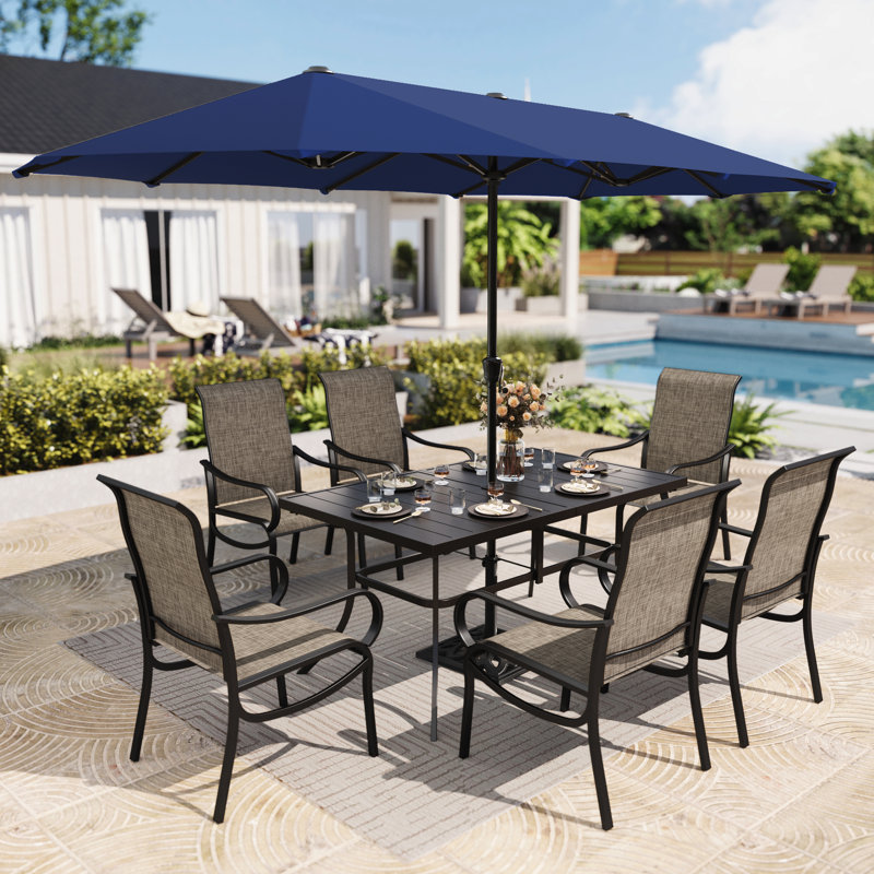 6-person Patio Dining Outdoor Table Set With Umbrella
