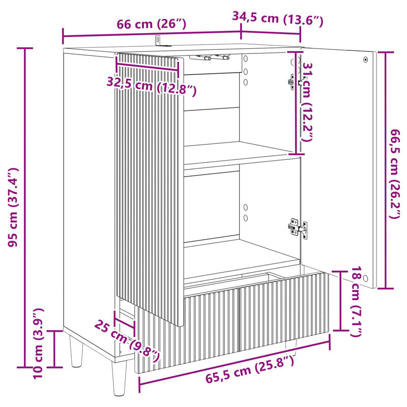 66cm Sideboard, Concrete Grey