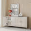 Armoire de rangement moderne laquée - Champagne argenté, 4 portes, portes réglables, porte argentée en bois, spacieuse, pour couloir-1699455195-1699455194
