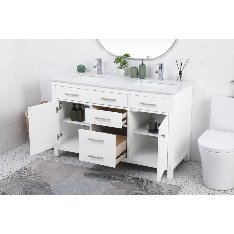 Meuble-lavabo double 54 po Lewis, Blanc