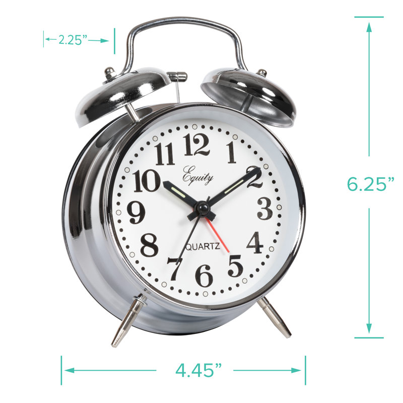 Analogue Metal Quartz Movement / Crystal Tabletop Clock with Alarm in Chrome