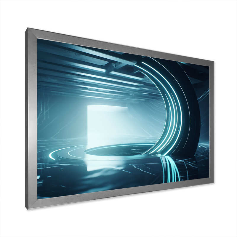 Quantum Universe Futuristic 3D - Abstract Shapes, art mural, H 24 po x l 32 po x P 1 po, Cadre simple argenté