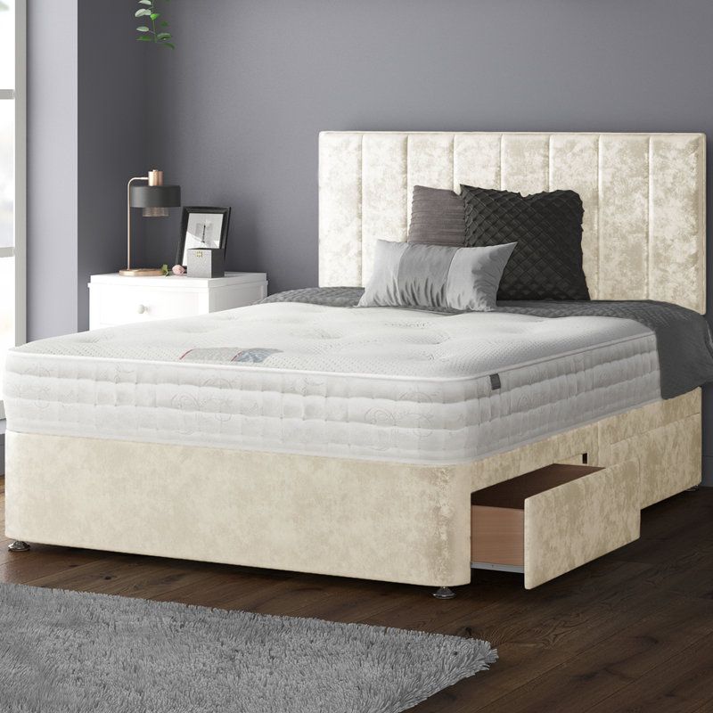 Ohiowa Divan Bed Base, Cream, Single (3'), 2 Right Drawers
