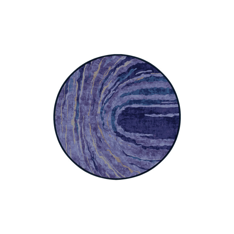 Tapis mauve soyeux et moelleux, Rond 4 pi