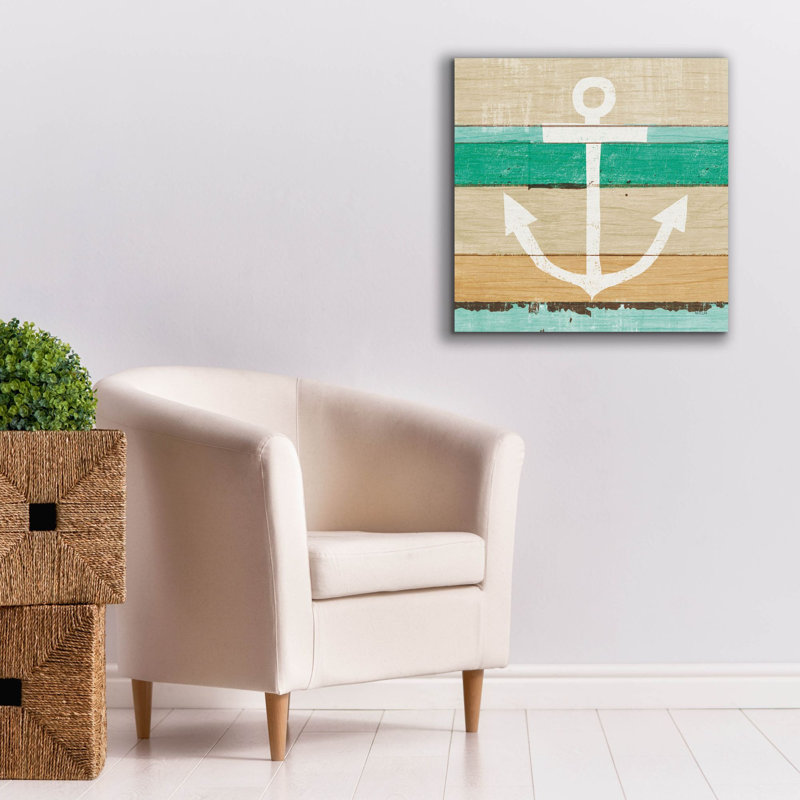 «Beachscape 3 Anchor Green» par Michael Mullan, art mural sur toile, H 26 po x l 26 po x P 1,5 po